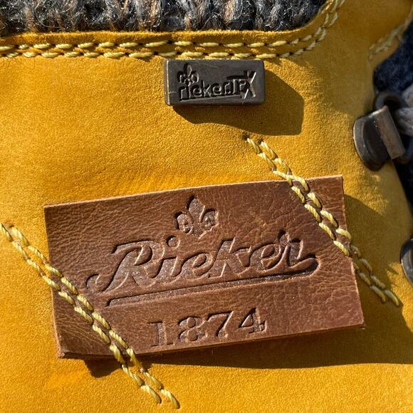 Rieker Yellow/Tan Side-Zip Lace Ankle Boots   - Size 37 - Picture 2 of 16